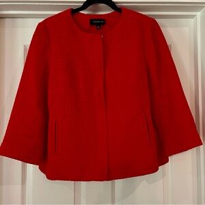Talbots Deep Red Cotton Waffle Knit, Zipper Blazer. Size 4